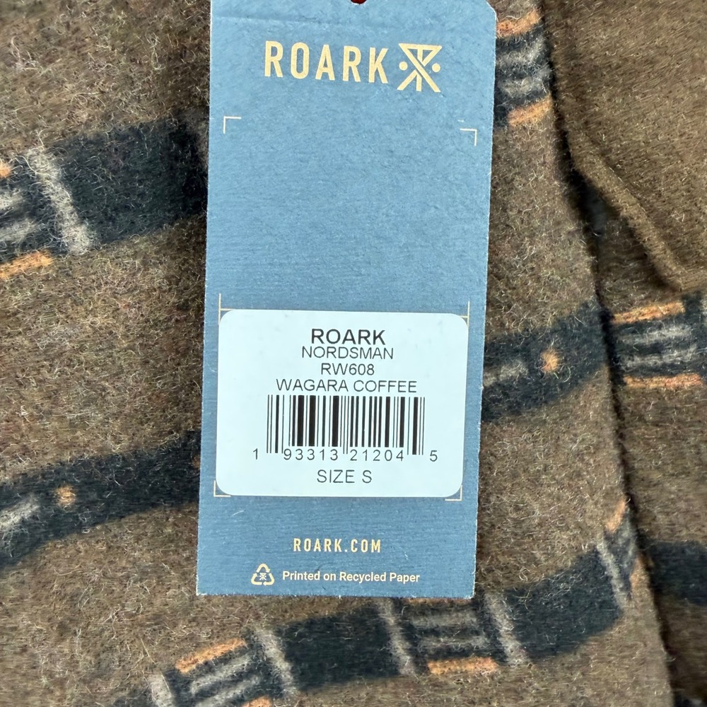 Roark Flannel Shirt Jacket Men Small Brown Aztec‎ Tribal Striped Wool Blend NEW - Picture 5 of 10